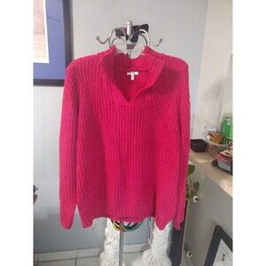 Maurices Women Sz XL Red Chenille Cozy Chunky Knit Pullover Mock Neck Sweater